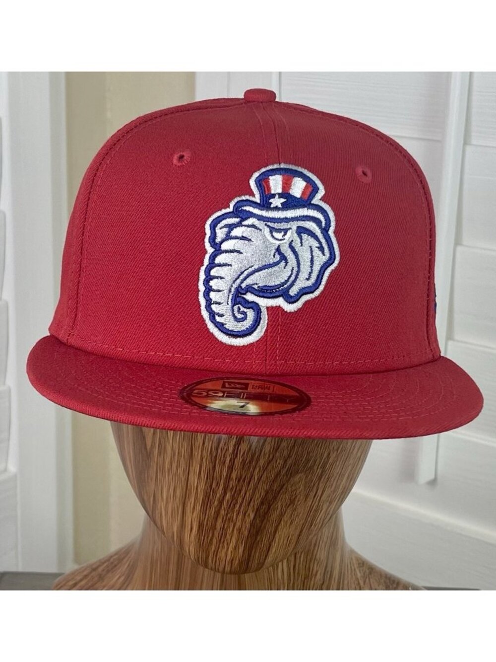 New Era 59Fifty MiLB New Hampshire Fisher Cats ‘Primaries’ Red Fitted Hat Size 7